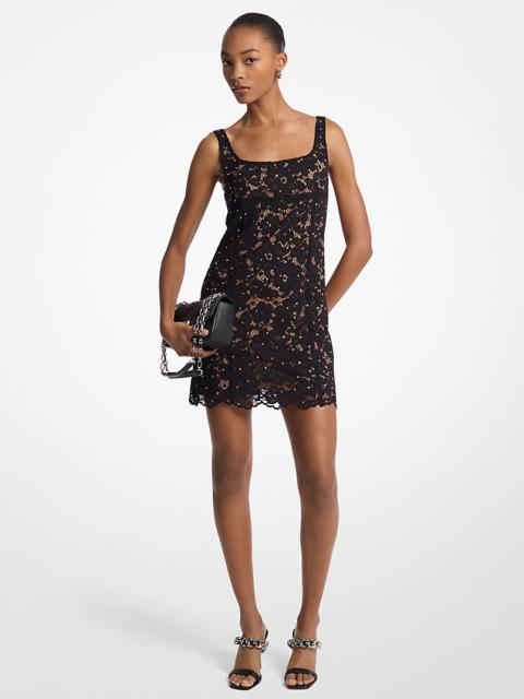 MICHAEL KORS Studded Corded Floral Lace Mini Dress