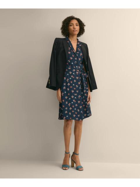 Brooks Brothers Viscose Floral Short-Sleeve Belted Shirt Dress