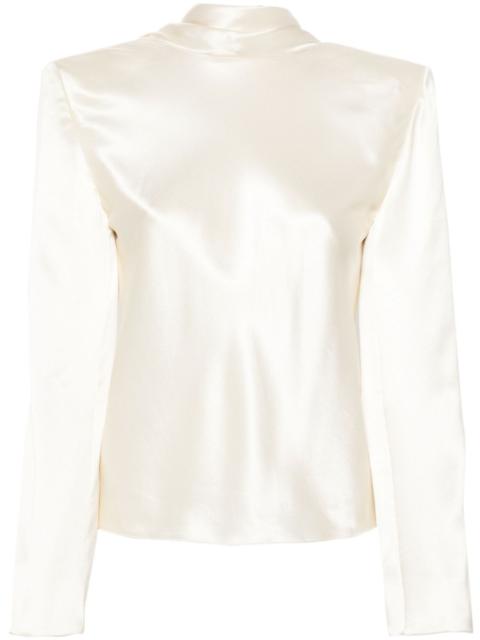 SAINT LAURENT roll-neck silk blouse