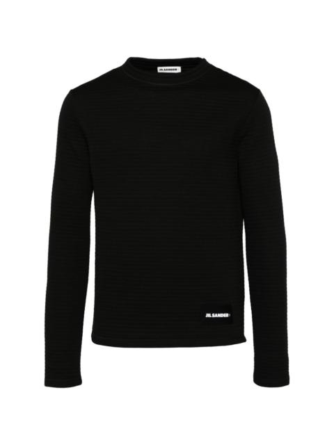 + texture long-sleeves T-shirt