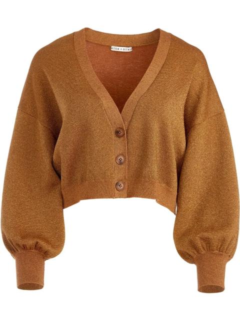 Alice + Olivia Zelina mettallic-knit cropped cardigan