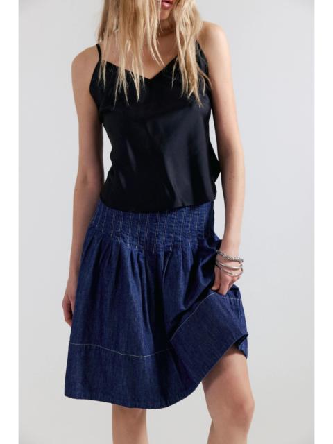 FREE PEOPLE We The Free Peyton Pintuck Denim Midi Skirt