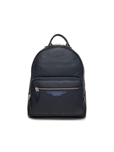 Blue tumbled leather backpack