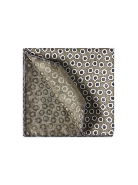 Brunello Cucinelli Men's Polka Dot Silk Pocket Square - Military