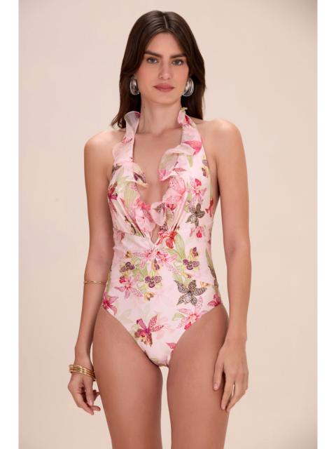 PatBO ORCHID BLOOM RUFFLED BODYSUIT