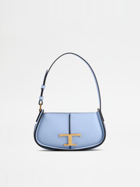 Tod's T TIMELESS SHOULDER BAG IN LEATHER MICRO - LIGHT BLUE