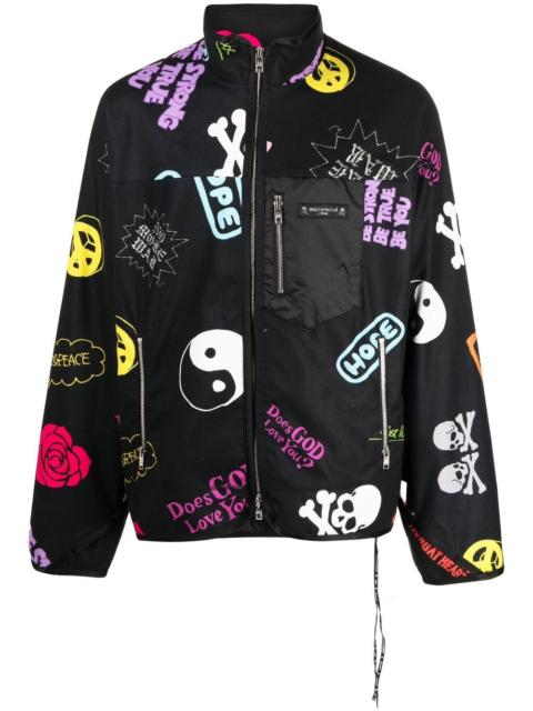 mastermind JAPAN graphic-print zip-up bomber jacket