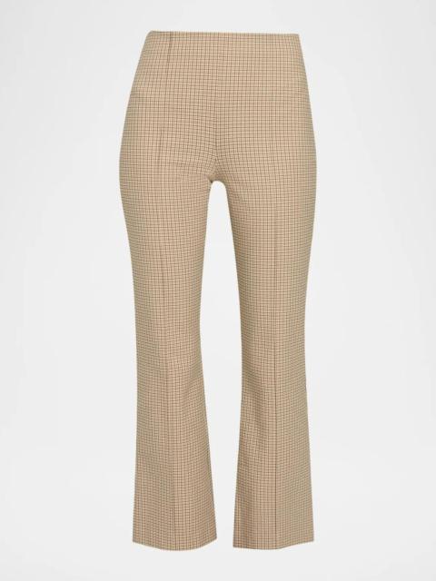Vince Niki Plaid Mid-Rise Crop Flare Pants
