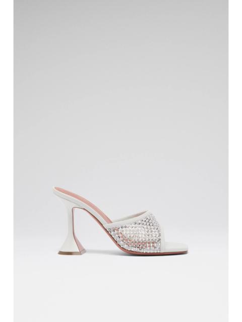 Amina Muaddi LUPITA CRYSTAL NET SLIPPER 95 WHITE NAPPA AND WHITE CRYSTALS