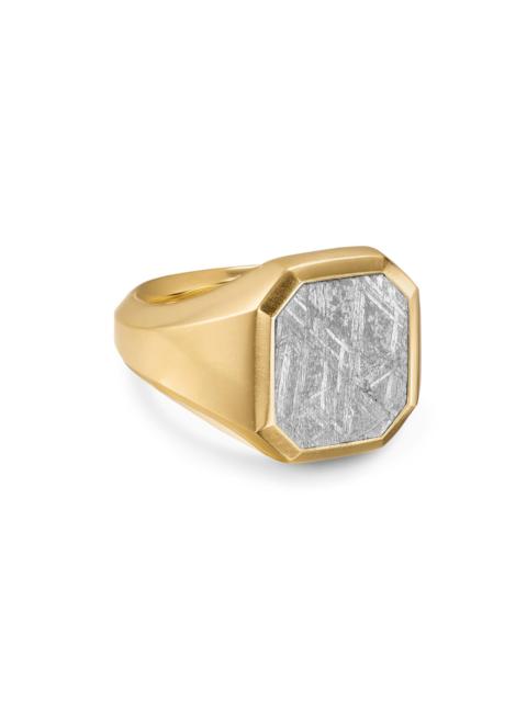 DAVID YURMAN Men's Streamline Signet Ring in 18K Yellow Gold - Meteorite