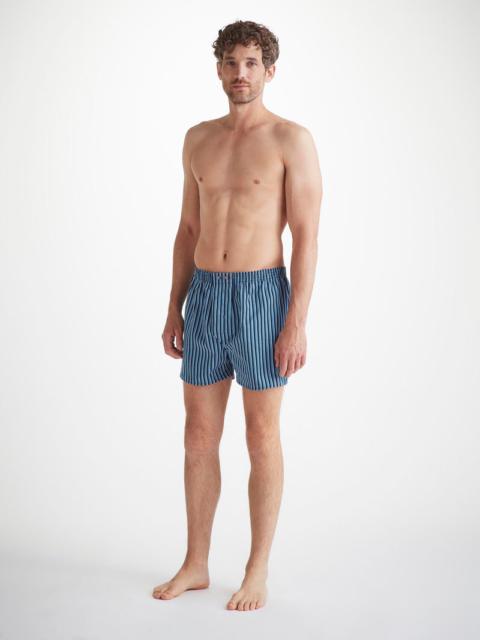 Derek Rose Men's Classic Fit Boxers Wellington 58 Cotton Blue