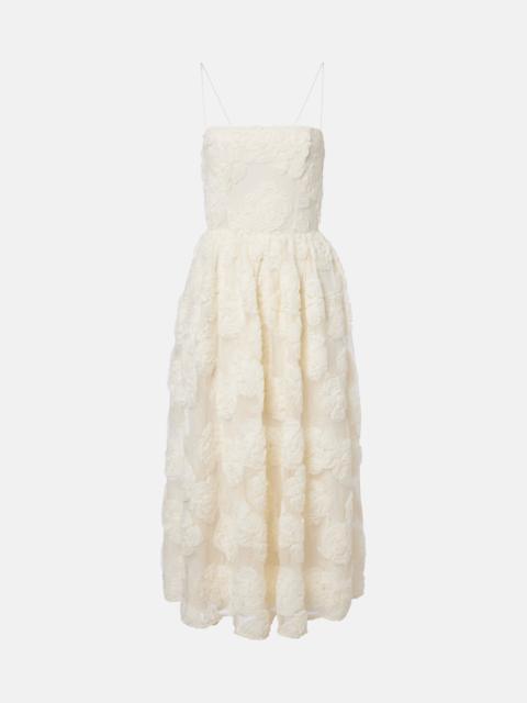 ROTATE Floral mesh midi dress