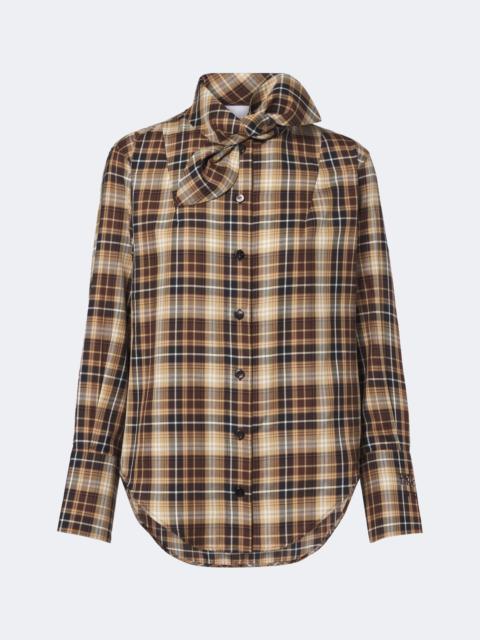 PATOU Bow-detail checked cotton shirt