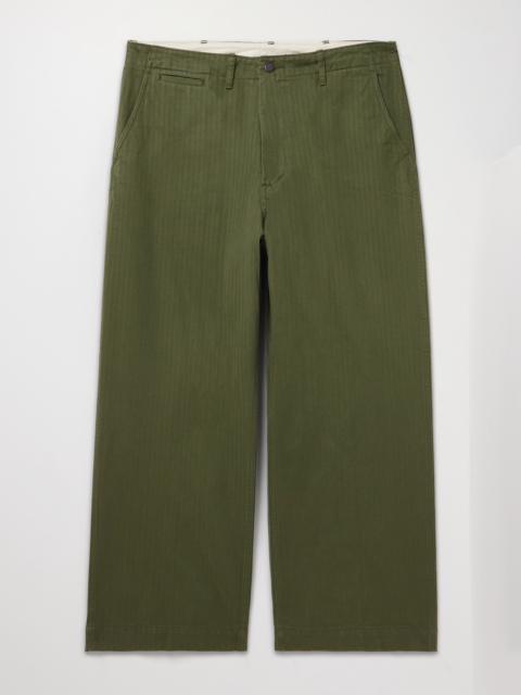 BEAMS PLUS Wide-Leg Herringbone Cotton-Twill Trousers