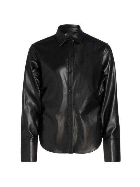 rag & bone Women's Leah Faux-Leather Button-Front Shirt - Black