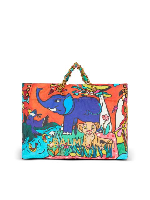 Balmain Disney x Balmain: The Lion King - 1945 Soft XXL tote bag in Enfant Précoce print