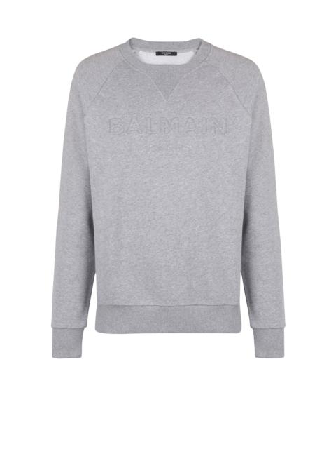 Balmain Cotton sweatshirt with embossed Balmain logo