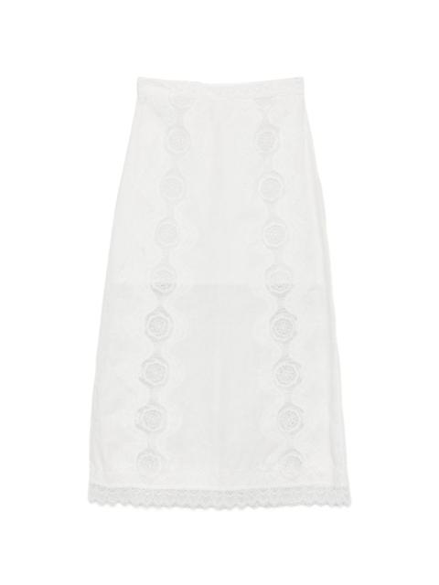 WAIMARI lace-trimmed midi skirt