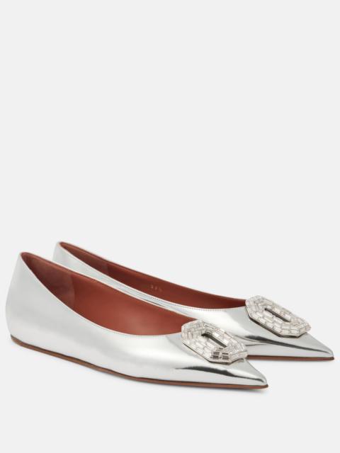 Amina Muaddi Camelia embellished leather ballet flats