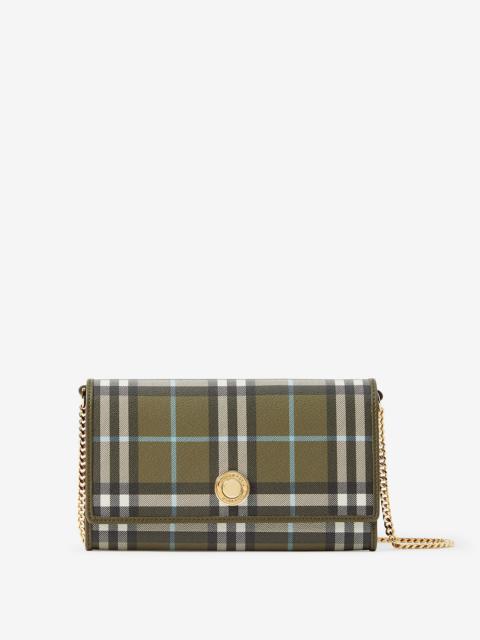 Burberry Check Wallet with Chain Strap