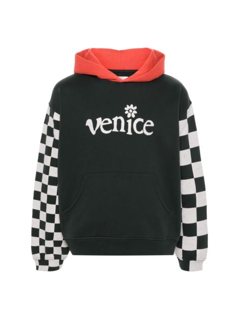 Venice-print colour-block hoodie