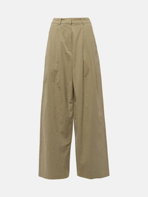 Helena high-rise cotton-blend wide-leg pants