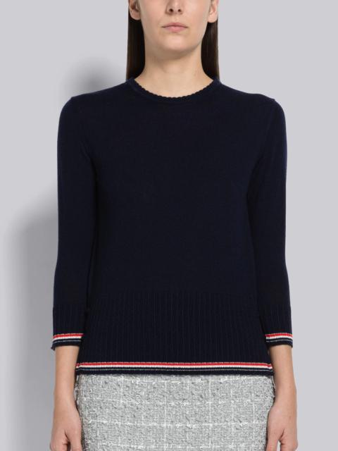 Thom Browne Fine Cashmere 3/4 Sleeve Tipping Pullover