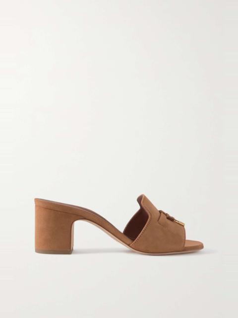 Loro Piana Summer Charms embellished suede mules