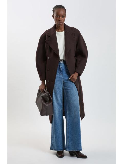 KAREN MILLEN Wool Rounded Sleeve Tailored Midi Coat