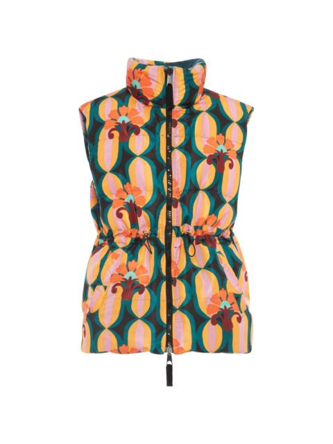 reversible floral-print quilted gilet