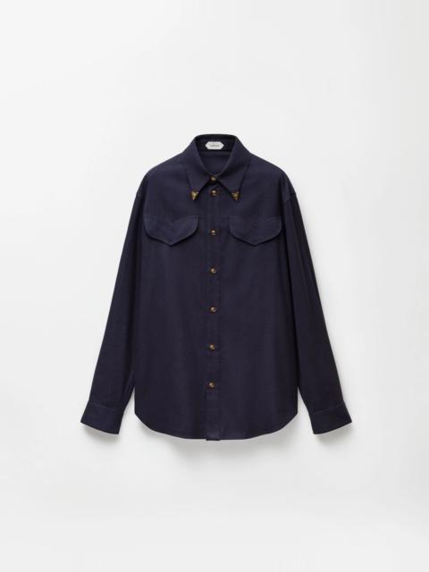 VERSACE Herringbone Flannel Cotton Regular Shirt