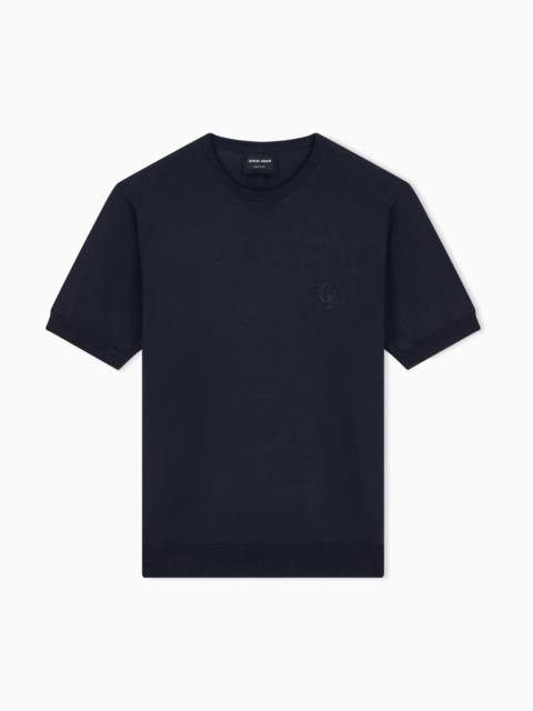 GIORGIO ARMANI SWEATER SLIM FIT IN PLAIN KNIT SILK AND COTTON