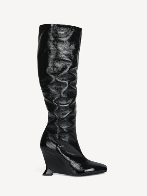 Balmain Wedge boots in crinkled patent leather
