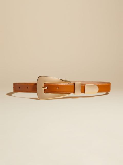 KHAITE The Lucca Belt in Nougat Leather with Gold
