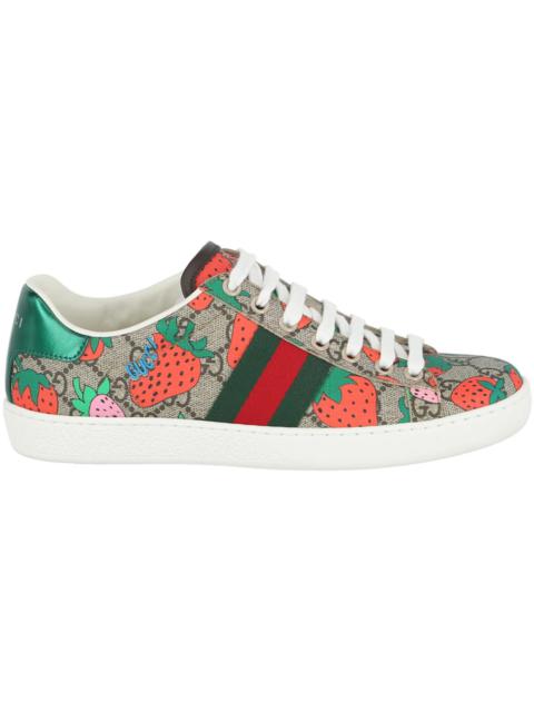 GUCCI Gucci GG Supreme Ace Strawberry Sneakers Beige Multi (Women's)