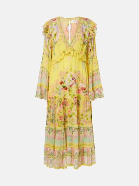 CAMILLA Printed ruffled silk chiffon midi dress