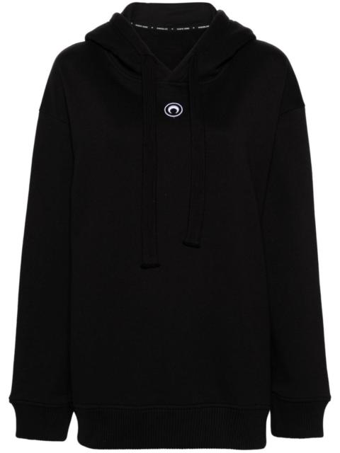 Moon-embroidered organic cotton hoodie