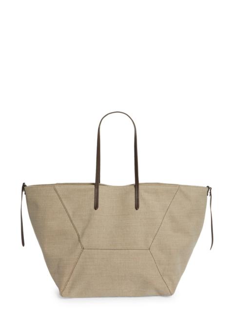 Brunello Cucinelli Monili Trim Canvas Tote in C216 Light Beige at Nordstrom