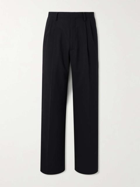 Straight-Leg Pleated Wool Trousers