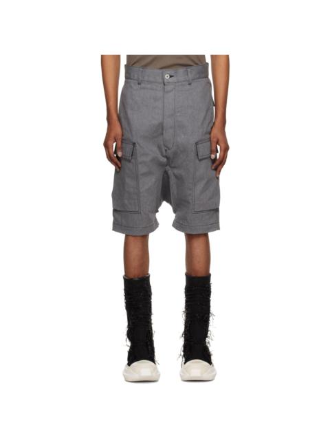 Rick Owens DRKSHDW Gray Button-Fly Denim Shorts