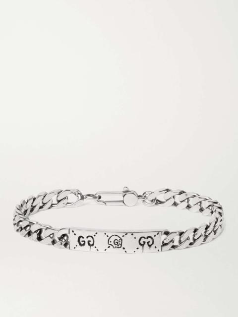 GUCCI GucciGhost Engraved Sterling Silver ID Bracelet