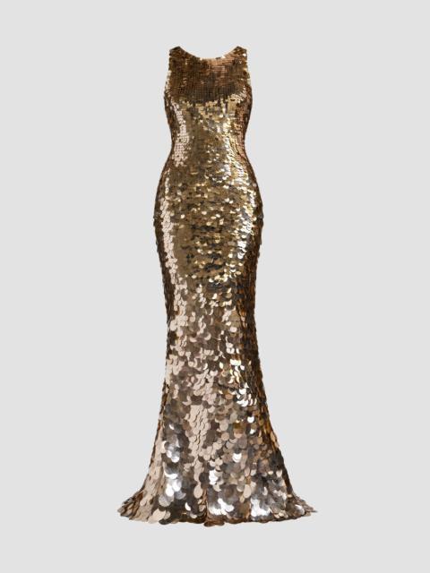 MAC DUGGAL Women's Sequined Sleeveless Gown - Gold