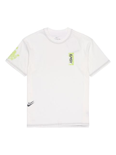 Nike Nike Solid Color Alphabet Pattern Printing Round Neck Cotton Short Sleeve White DQ1878-100