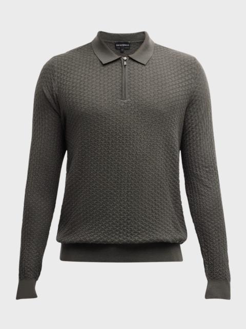 Men's Textured Quarter-Zip Polo Sweater