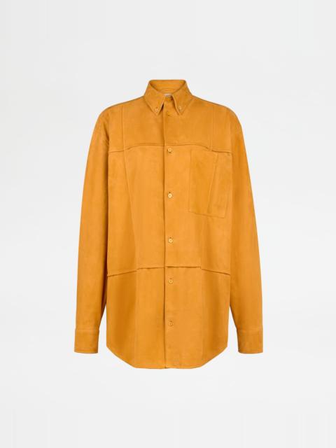 Tod's SHIRT IN PASHMY SUEDE - YELLOW