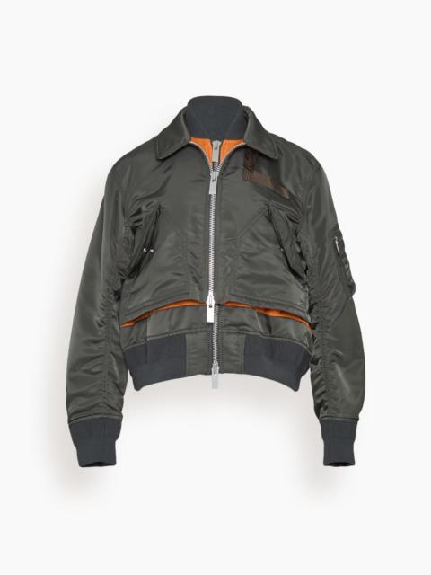sacai Nylon Twill Blouson in Dark Khaki
