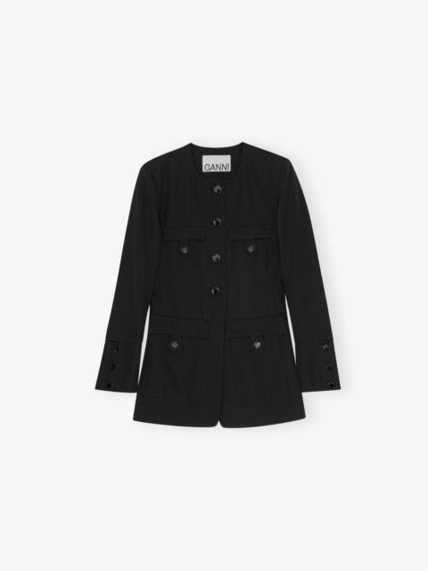 GANNI BLACK SUITING FITTED BLAZER