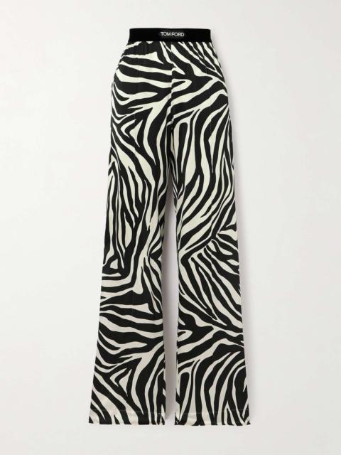 TOM FORD Zebra-print silk-blend satin straight-leg pants