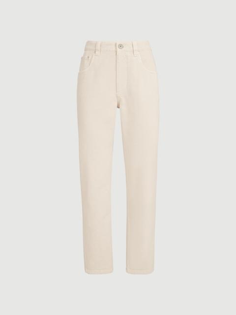 Brunello Cucinelli Dyed denim five-pocket straight trousers with shiny bartack