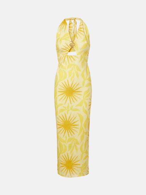 CALA de la CRUZ Orly printed cutout linen midi dress